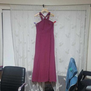 Magenta/Pink Strapless, Cross Back Bridesmaid Dress Size 10